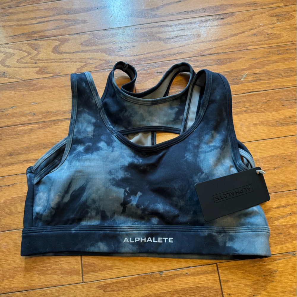 Alphalete Tie-Dye Black & Gray Sports Bra